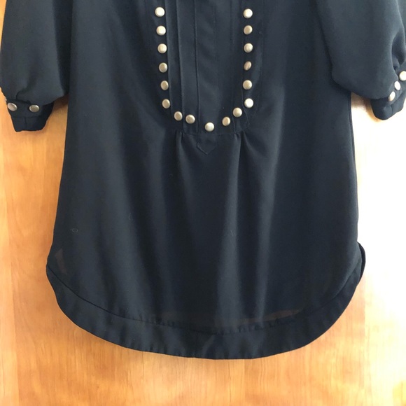 Angie | Sheer Black Top with Bronze Embellishments - Picture 2 of 8